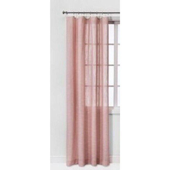 Threshold Sheer Contrast Edge Window Curtain Panel, Pink/White, 54"x108" - Picture 1 of 5
